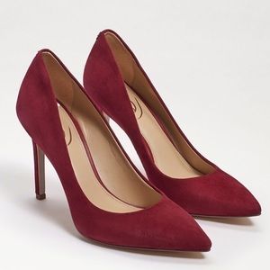 Sam Edelman Hazel Pointed Toe Heel, Suede Bordeaux color, size 8.5